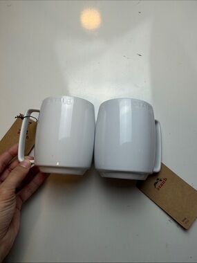 Staub 16 oz ceramic stackable white mugs set of 2